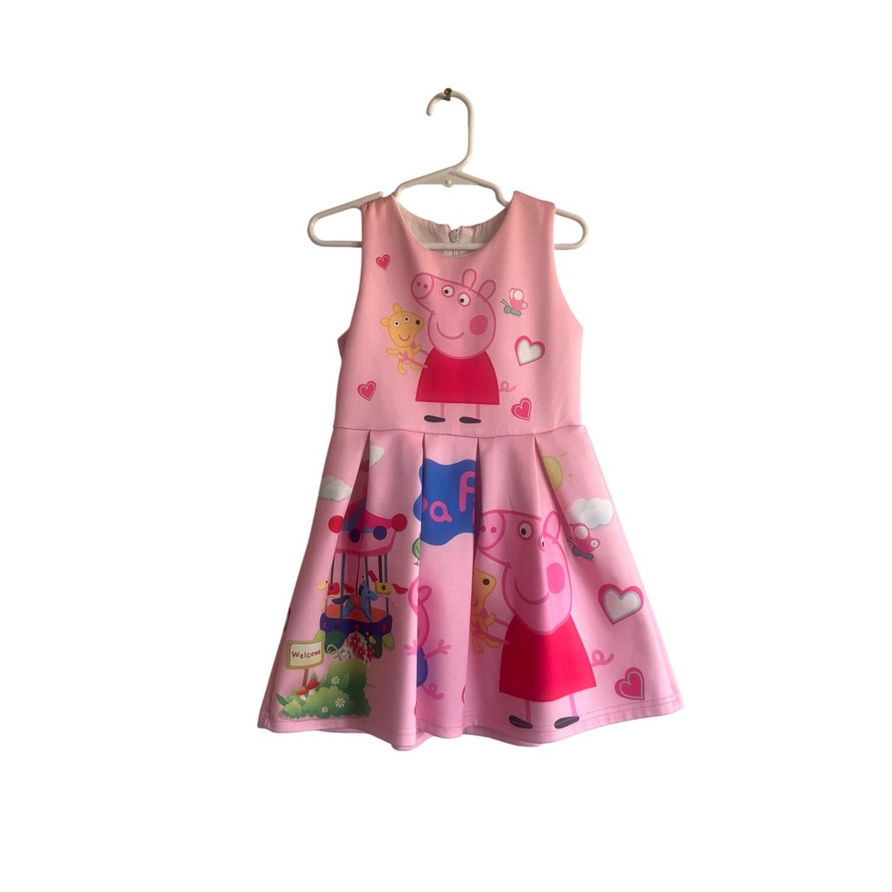 Coralop Peppa Pig Pink Sleeveless Pleated Fit and Flare Dress Kids